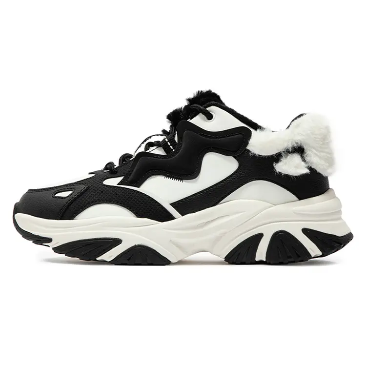 361° Anti-Slip And Wear-Resistant Warm Mid-Top Casual Shoes Women's White Black