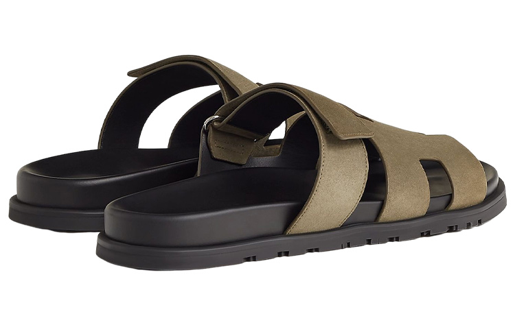 HERMES Chypre Odor Resistant Slide Slippers Men's Light Brown