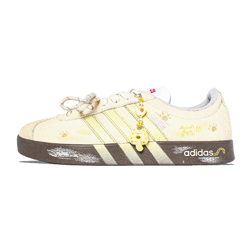 Adidas VL COURT 2.0 Abrasion Resistant Low Top Skateboard Shoes Women's Custard