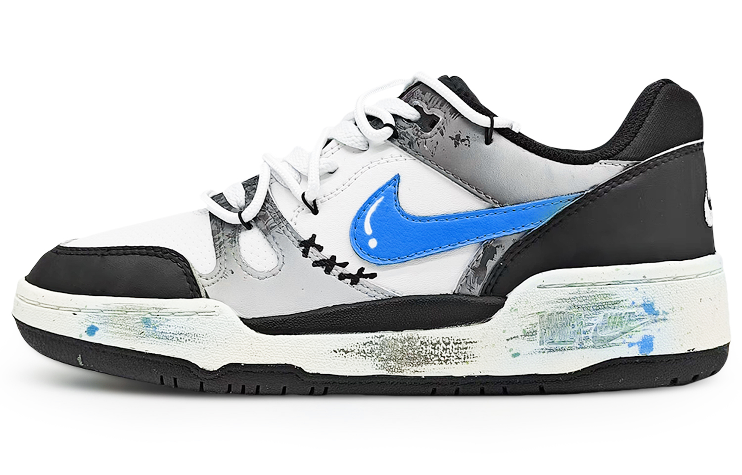 Nike Full Force SIN3A Spacewalk Abrasion Resistant Slip Resistant Low top Skateboard Shoes Men's Black White Blue
