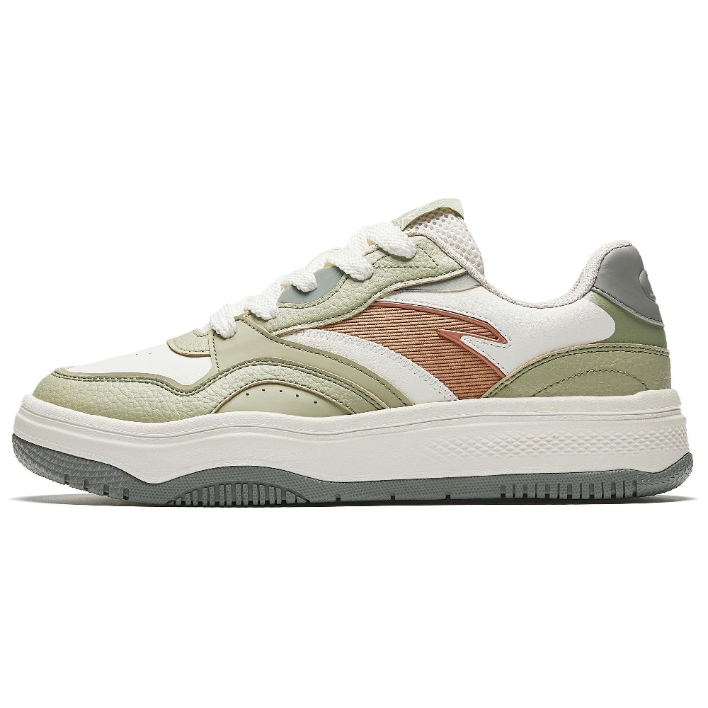 Anta Street Play 2 Lightweight Height Increasing Low Top Skateboard Shoes Men's White Green Brown