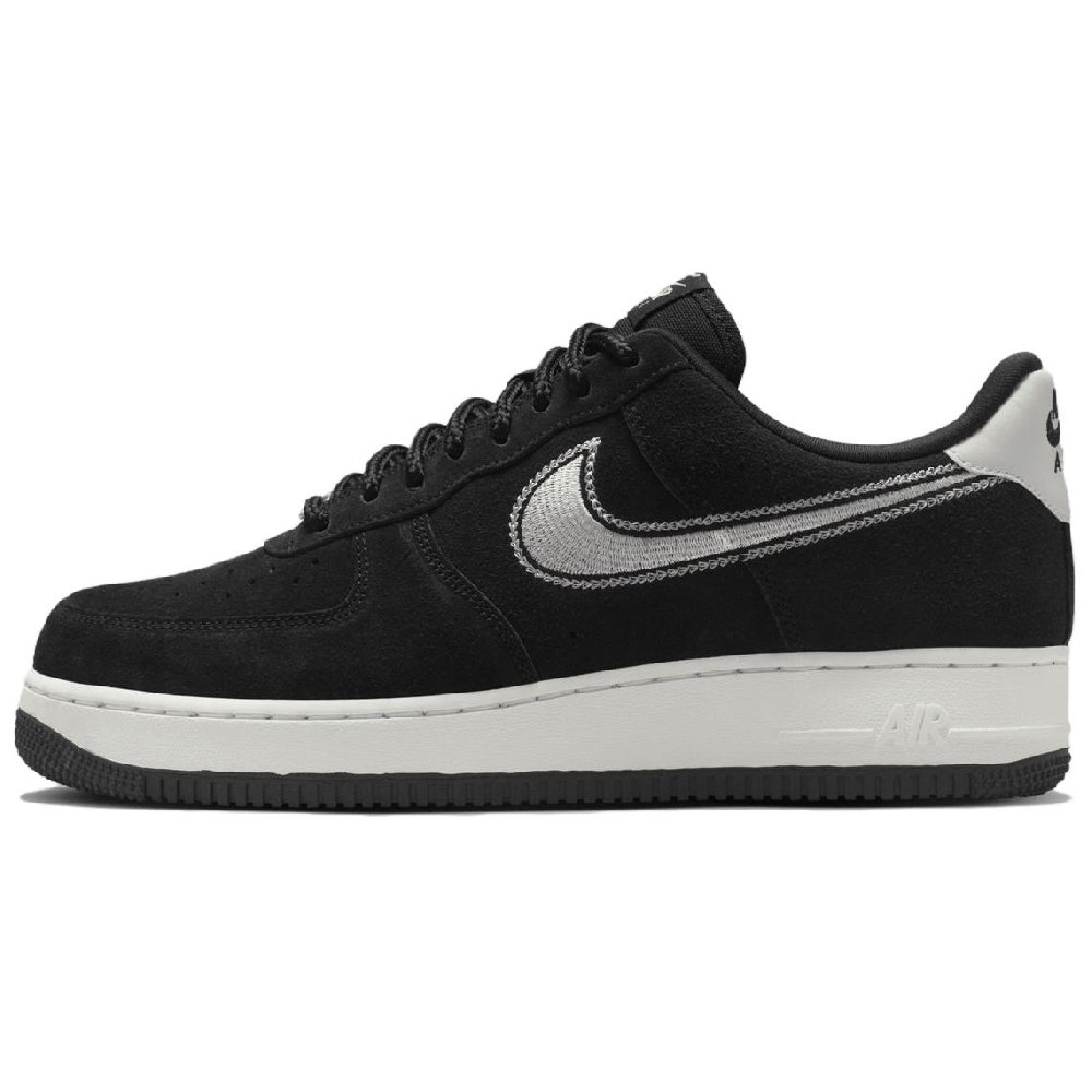 Nike Air Force 1 Low '07 LV8 Black Sail Embroidered Swoosh