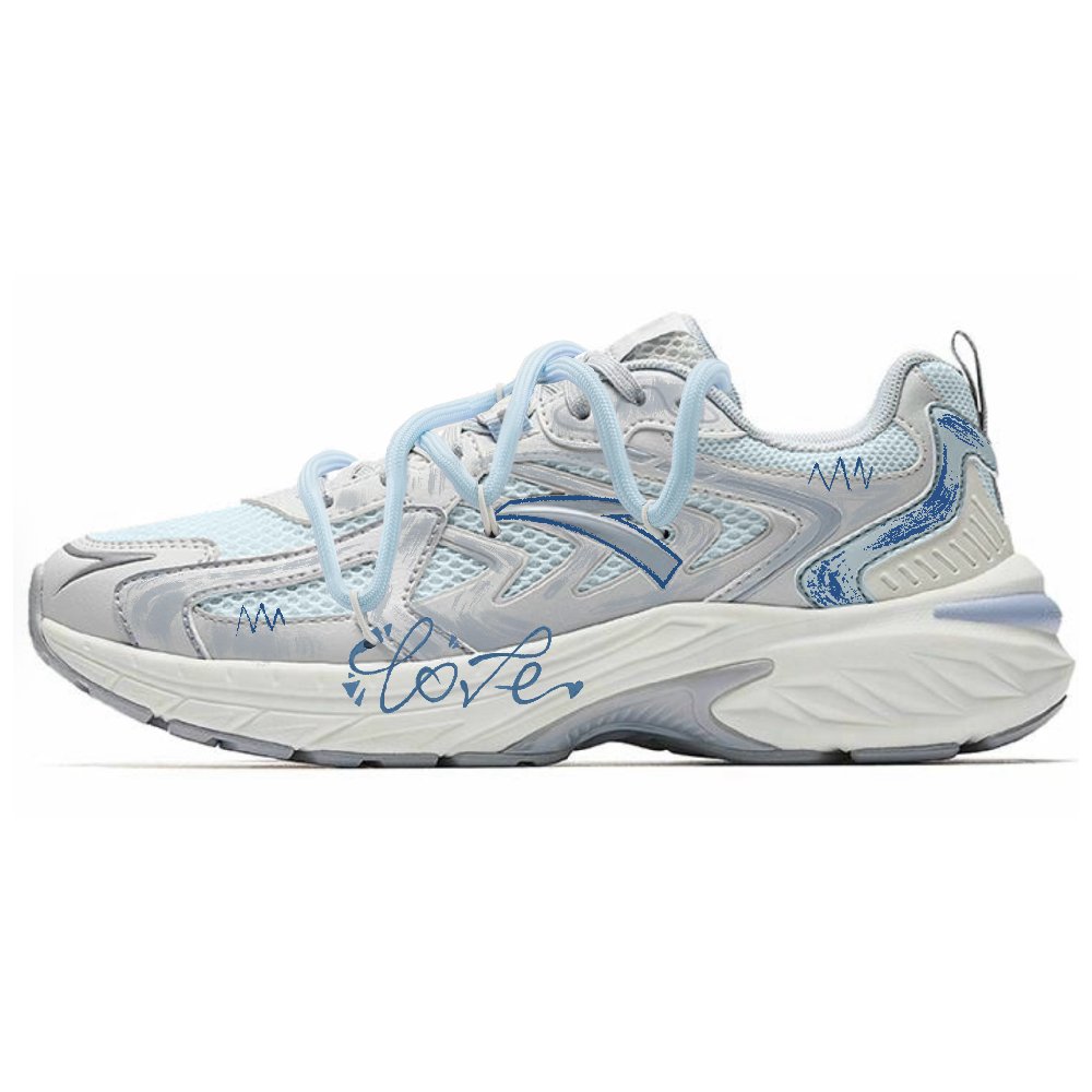 Anta AT959 Abrasion Resistant, Breathable, Lightweight Low Top Casual Shoes Women's Blue Gray