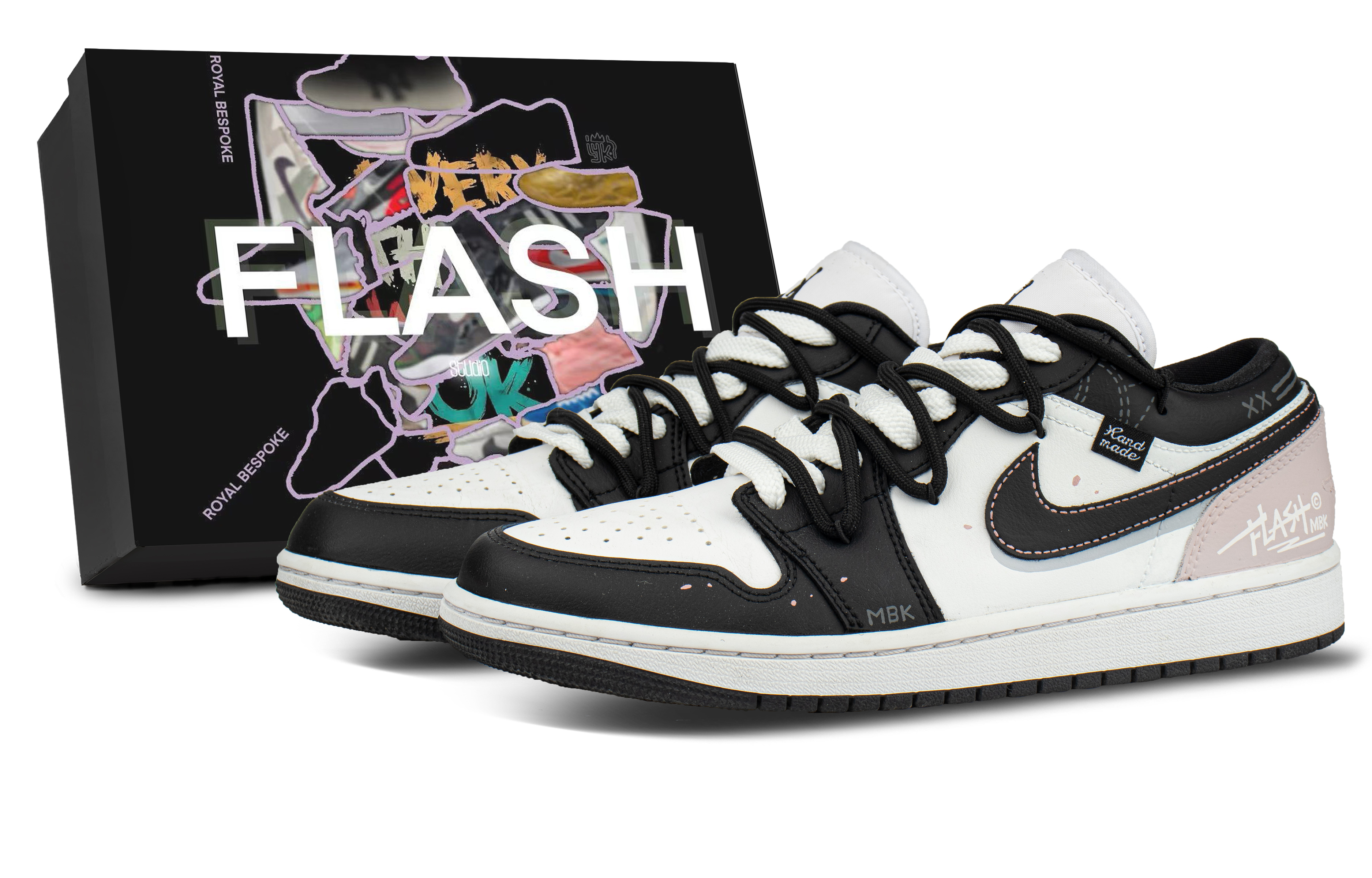 Jordan Air Jordan 1 Cherry Blossom, Box Included Low top Vintage Basketball Shoes Unisex Black Pink