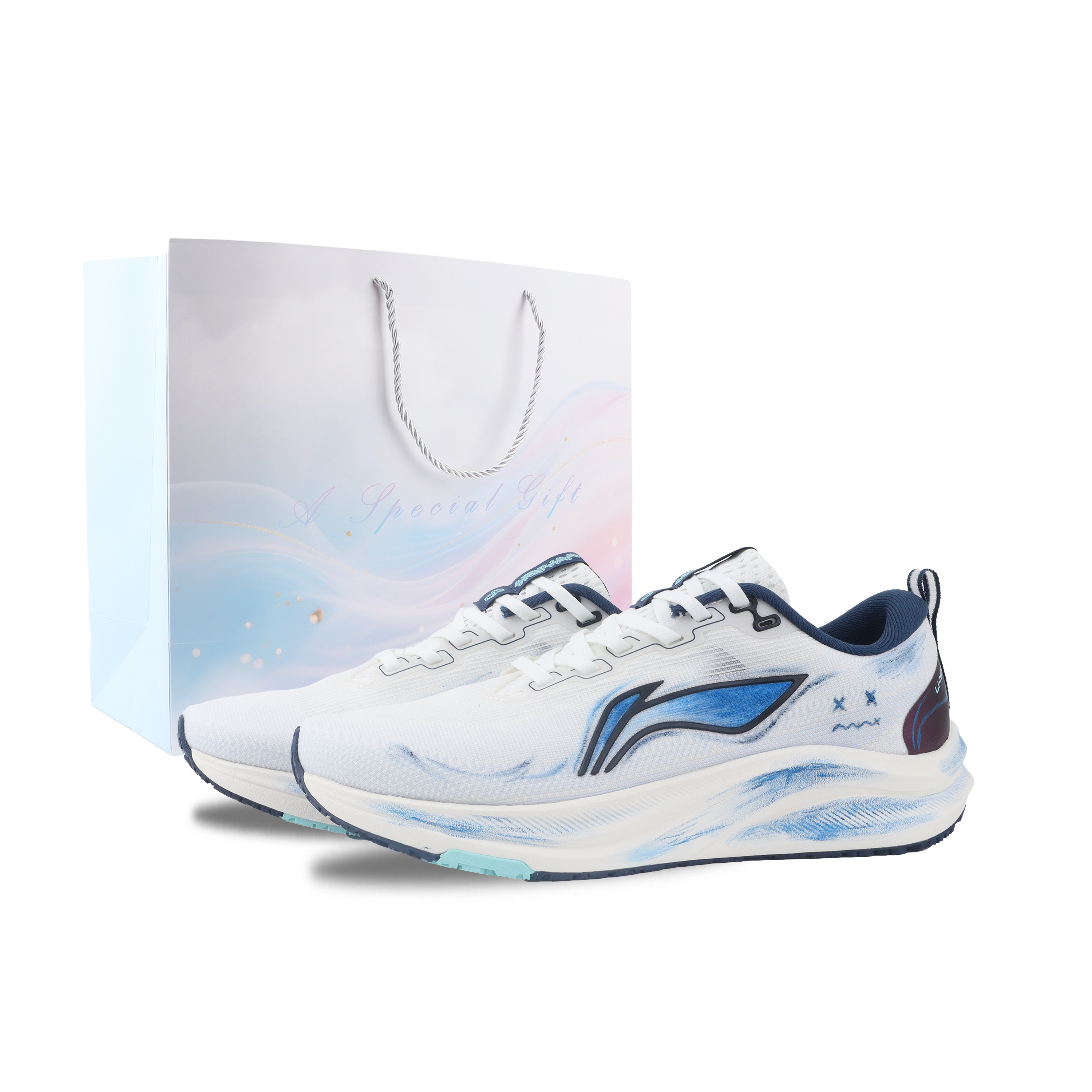 LINING Red Hare 8 Running Shoes Men's Low top White/Black/Blue