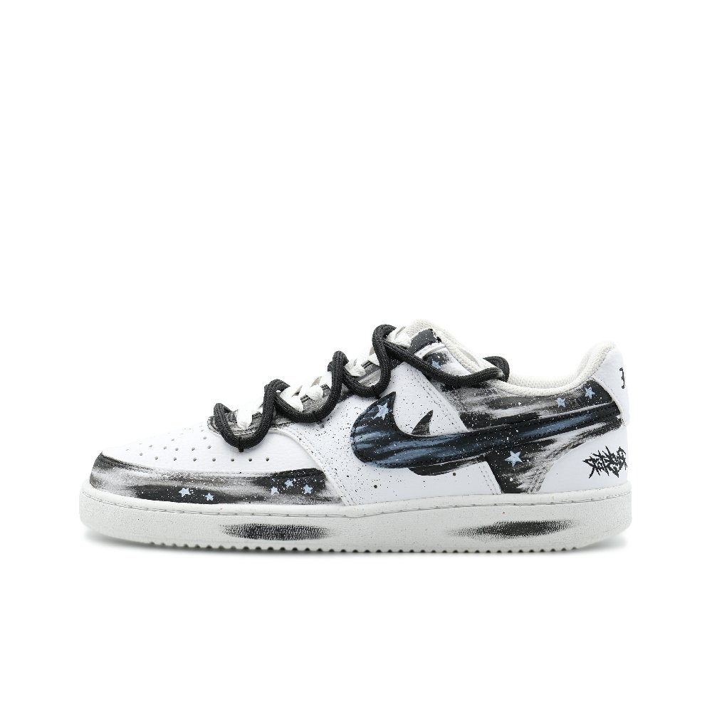 Nike Court Vision 1 Night Starry Sky Anti-Slip Wear-Resistant Low-Top Skateboard Shoes Men's Black White