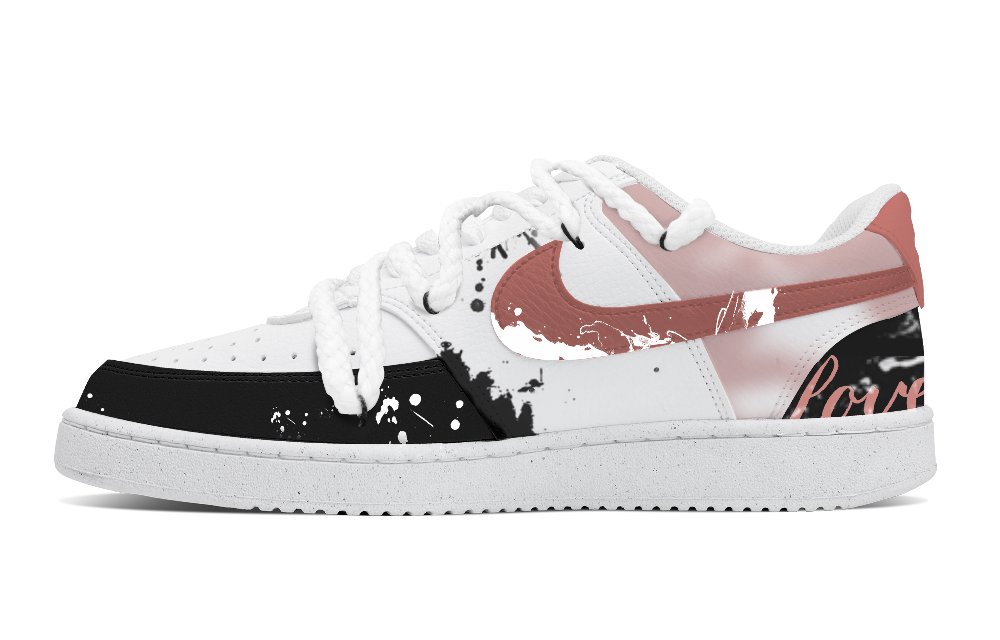 Nike Court Vision 1 Nighttime Elf Anti Slip Wear Resistant Low Top Skateboard Shoes Men's White Black Red