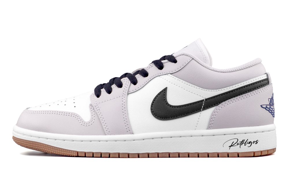 Jordan Air Jordan 1 Dior Cushioning, Wear Resistant Low Top Vintage Basketball Shoes Unisex Black, White, Gray