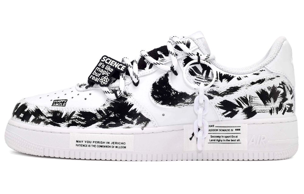 Nike Air Force 1 Low CUS ID Science Magic Anti Slip Wear Resistant Low Top Skateboard Shoes Women's Black White