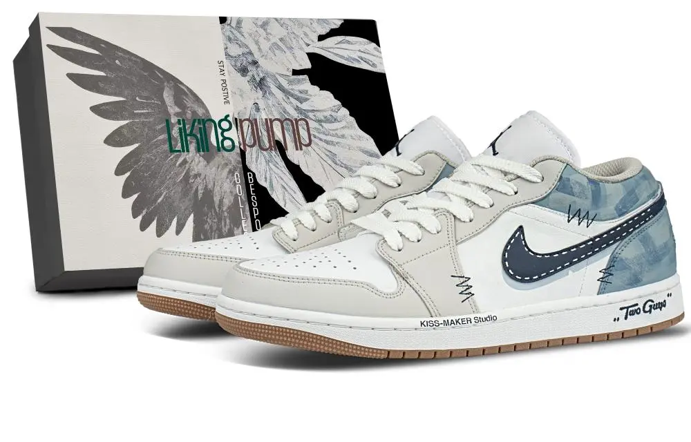 Jordan Air Jordan 1 Low top Vintage Basketball Shoes Men's White Blue