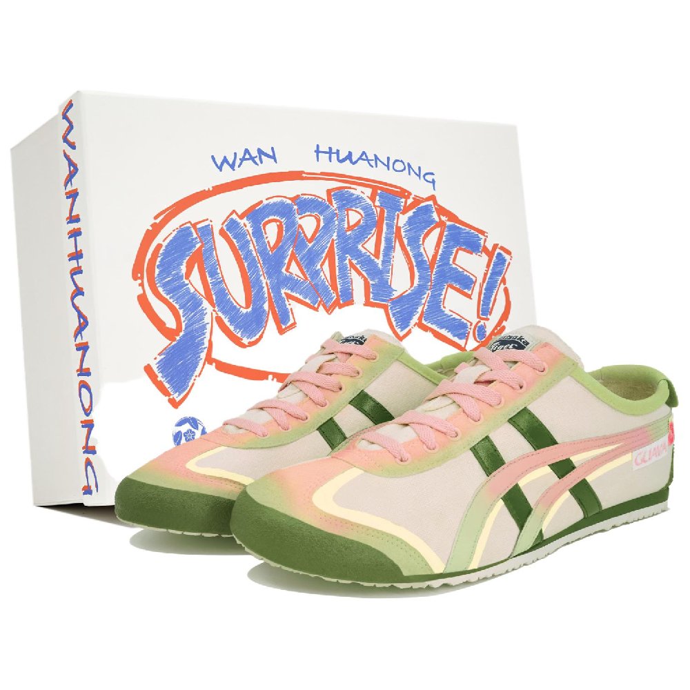 Onitsuka Tiger MEXICO 66 Kaleidoscope Lotus Box Low-Top Casual Shoes Unisex Pink Green