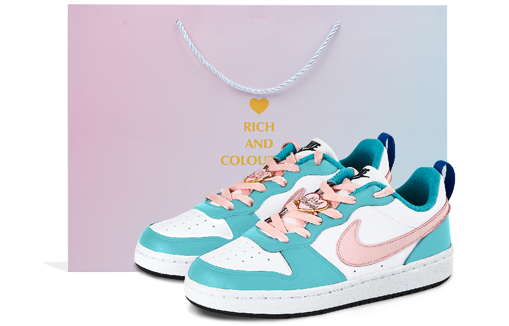 Nike Court Borough Low-Top Skateboard Shoes GS Blue Pink