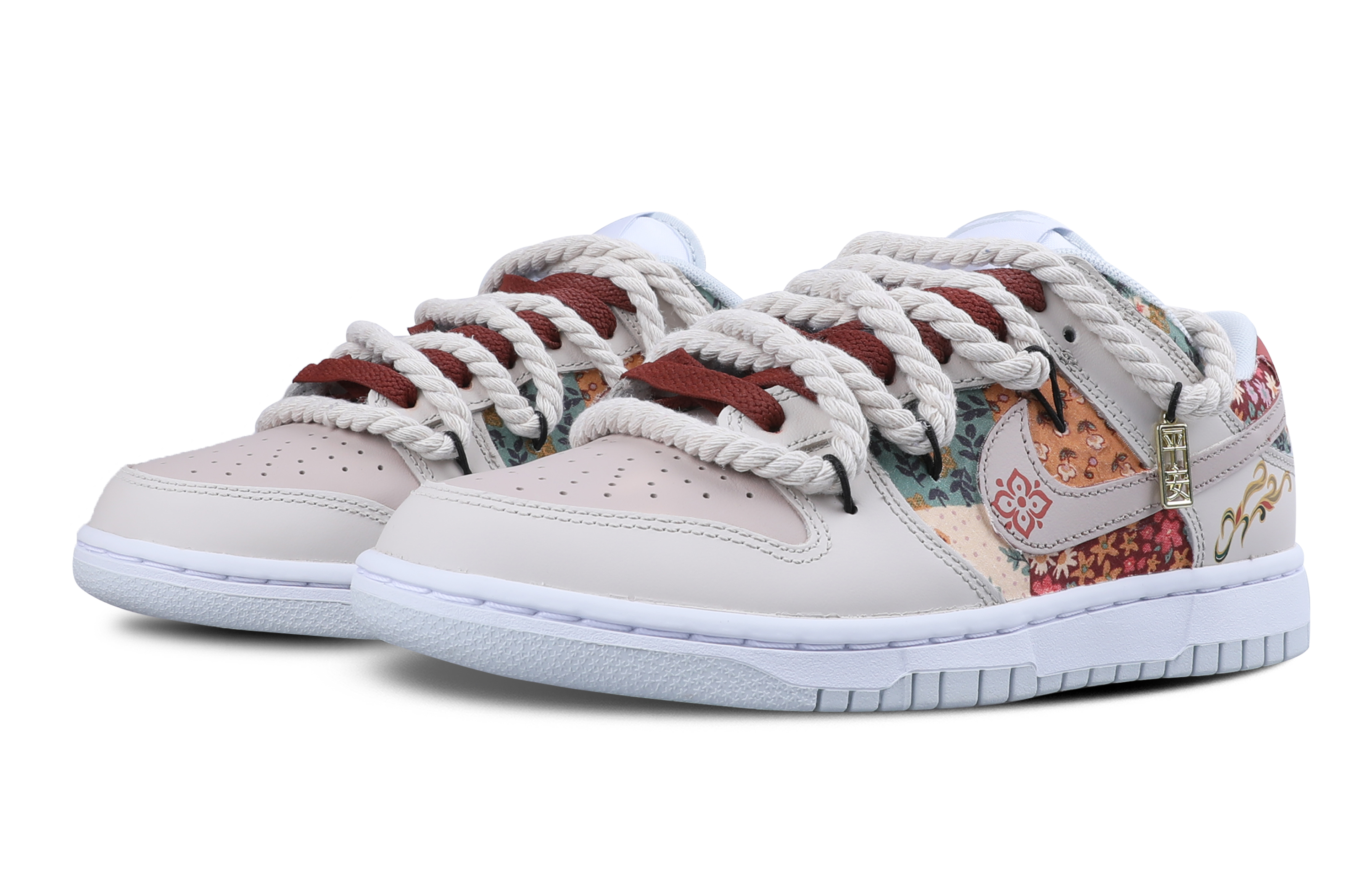 Nike Dunk Low Cushioning Abrasion Resistant Balance Low Top Skateboard Shoes Unisex Beige Red