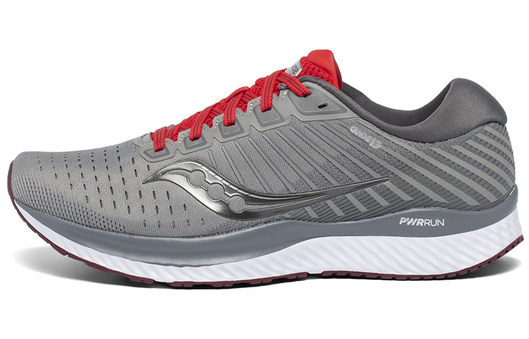 Saucony Guide 13 Slip-Resistant Support Lightweight Low-Top Casual Running Shoes Men's Gray Red