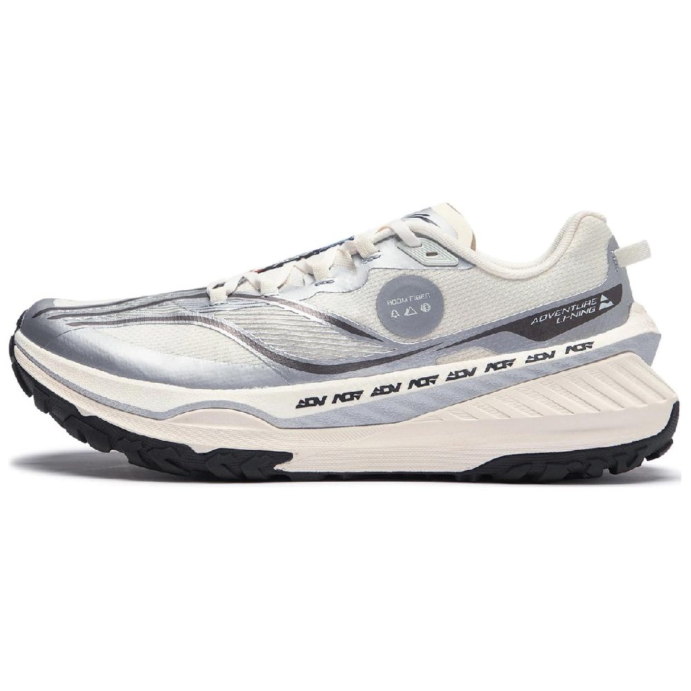 LiNing Dilu Anti Slip Wear Resistant Low Top Trail Running Shoes Men's Ecru Silver