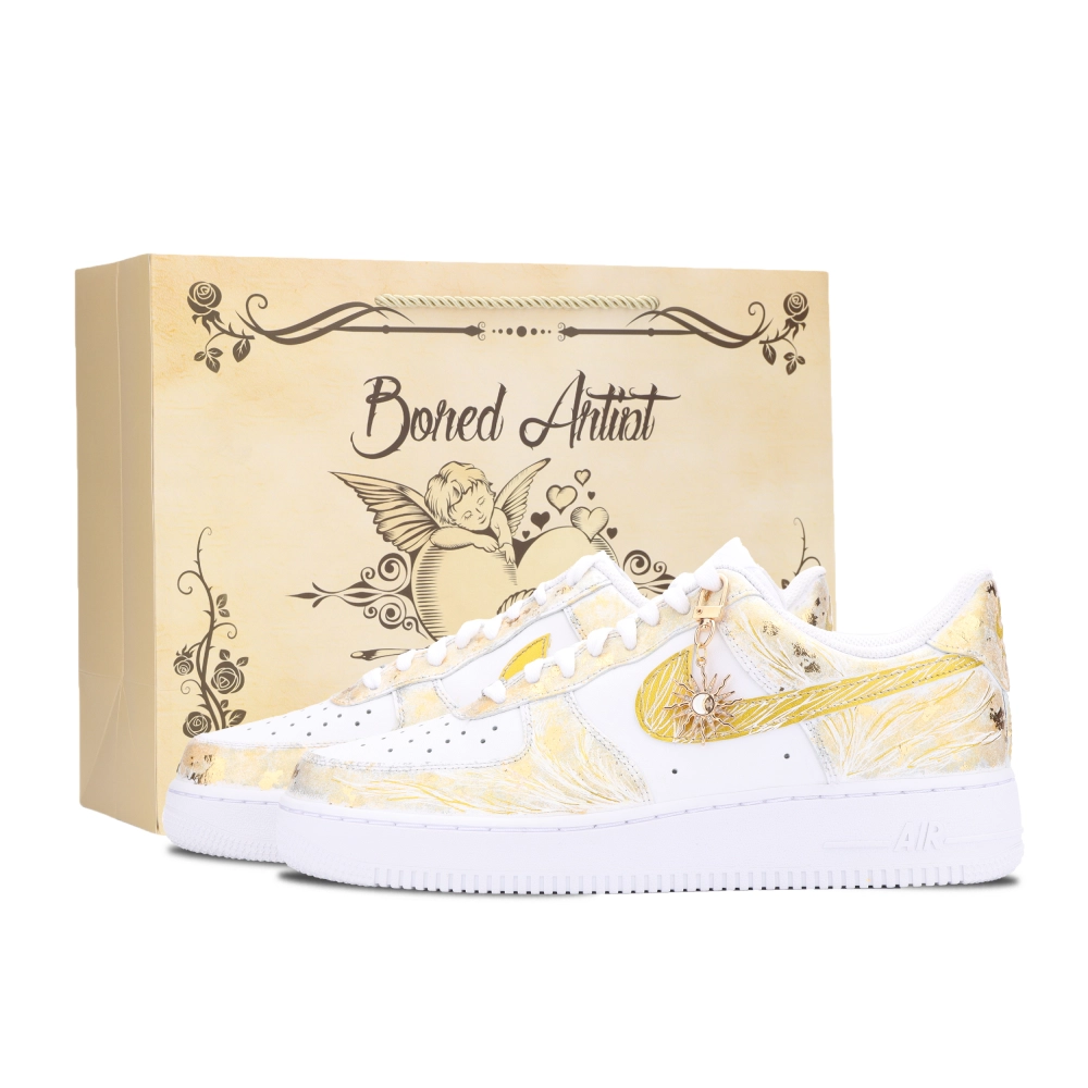 Nike Air Force 1 Skateboard Shoes Unisex Low top White/Gold