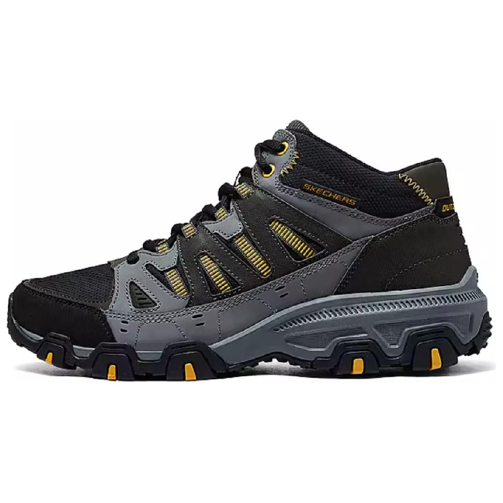Skechers OUTDOOR MENS Supportive And Elastic Mid-Top Hiking Shoes Men's Dark Gray Yellow