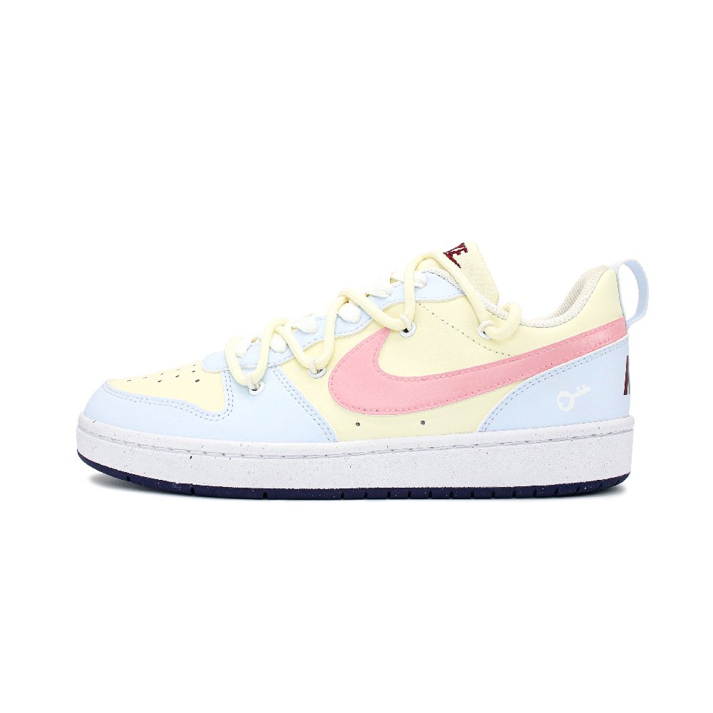 Nike Court Borough Abrasion Resistant, Lightweight, And Breathable Low Top Skateboard Shoes GS Yellow Blue