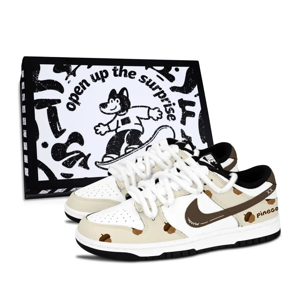 Nike Dunk Skateboard Shoes Unisex Low top White/Beige/Brown