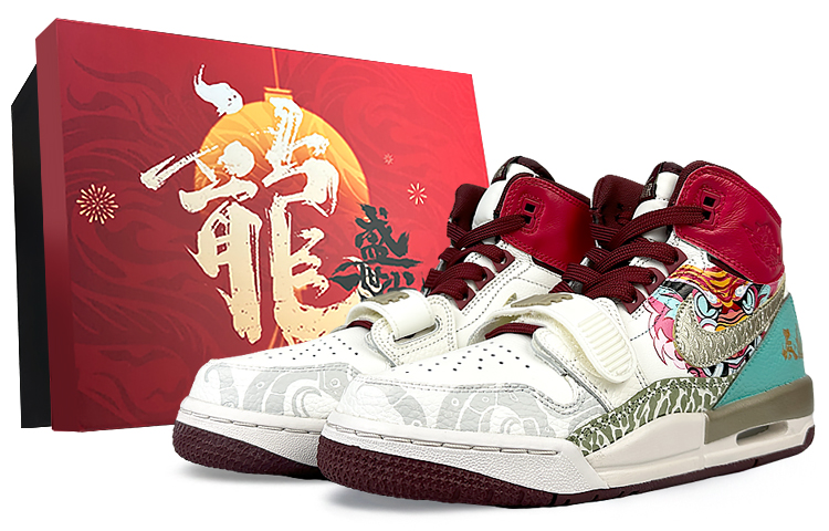 Jordan Legacy 312 High-Top Vintage Basketball Shoes GS White Red
