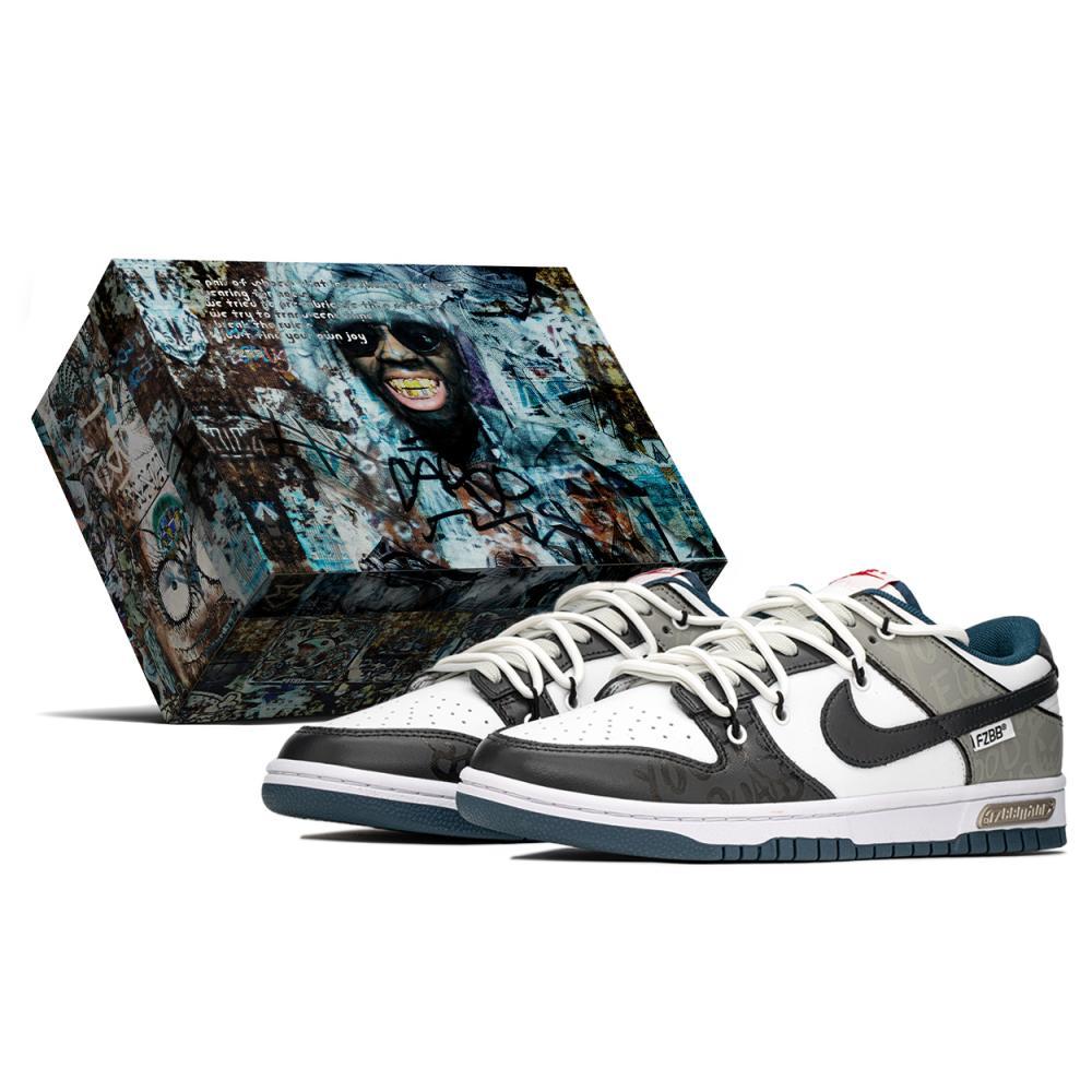 Nike Dunk Anti-Slip Wear-Resistant Low-Top Skateboard Shoes Men's Black Gray