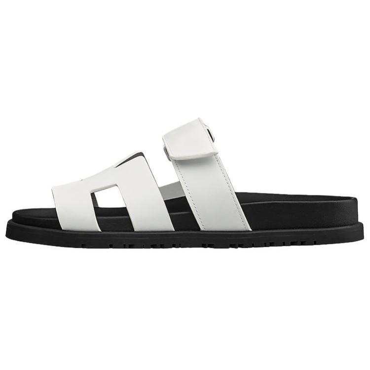 HERMES Chypre Leather Slides Women's