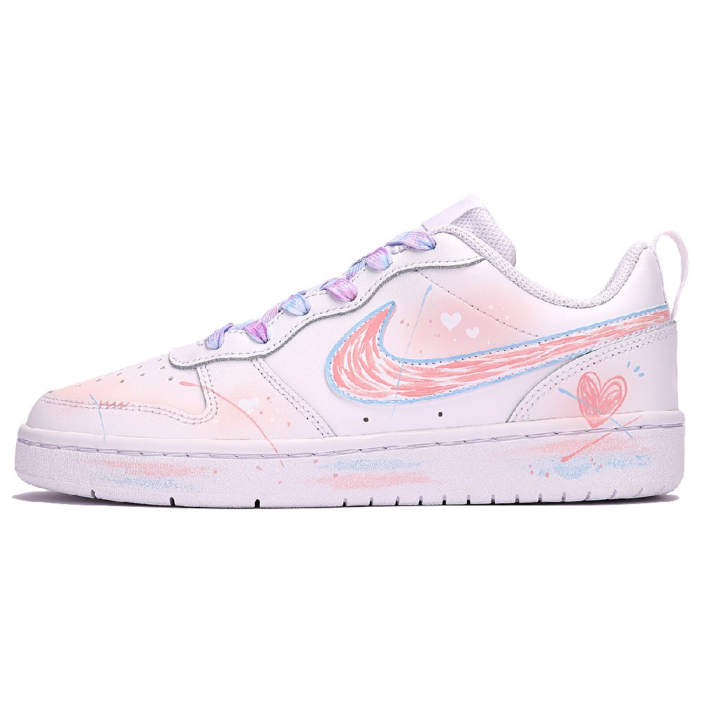 Nike Court Borough Low Low 2 Low-Top Skateboard Shoes GS Pink White