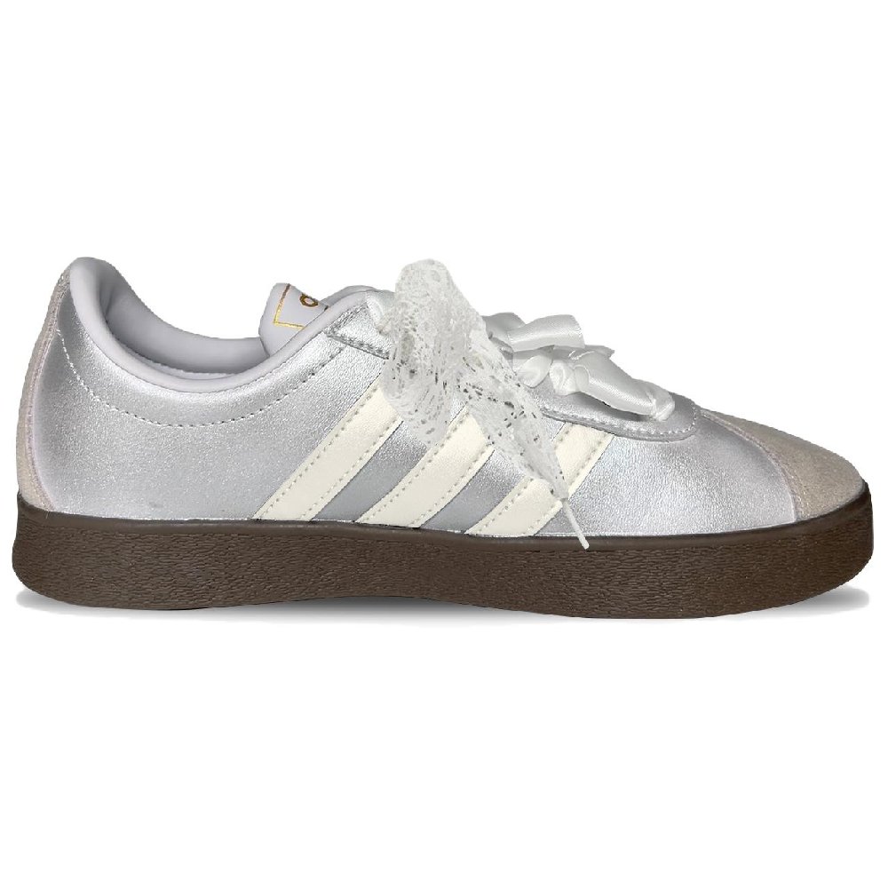 Adidas Neo VL Court 2.0 Anti Slip Wear Resistant Low Top Skateboard Shoes Unisex Silver White