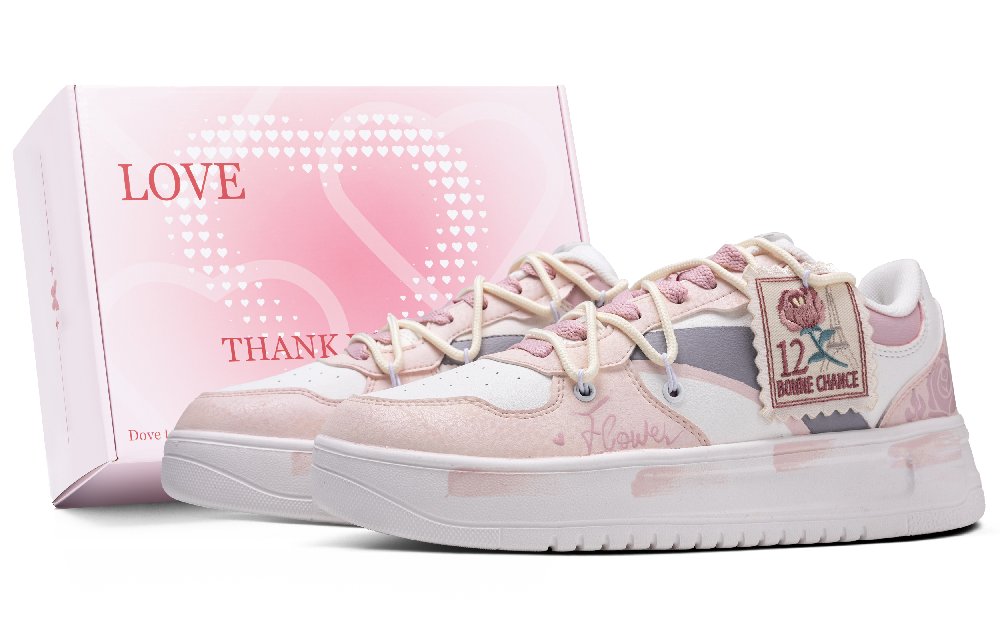 Anta Relaxed Anti Slip Wear Resistant Low Top Skateboard Shoes Women's Pink