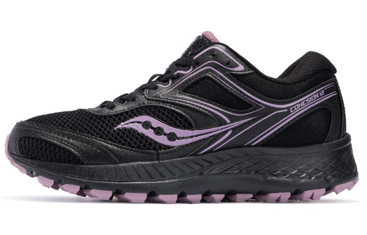 Saucony Cohesion 12 Cushioning Anti-Slip Wear-Resistant Breathability Low-Top Running Shoes Women's Black Purple