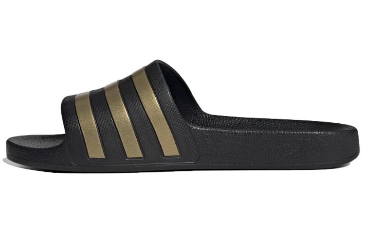 Adidas Adilette Aqua Slides 'Black Gold Metallic'