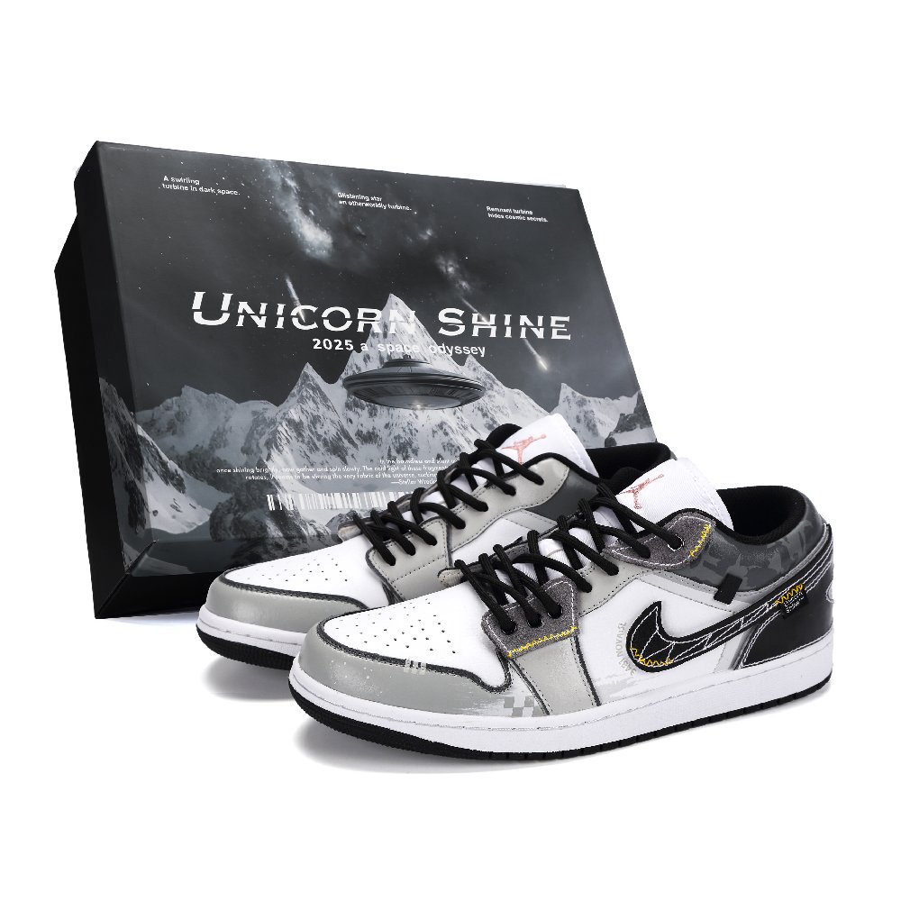 Jordan Air Jordan 1 Gray Domain Advance Abrasion Resistant Low Top Vintage Basketball Shoes Men's Black Gray