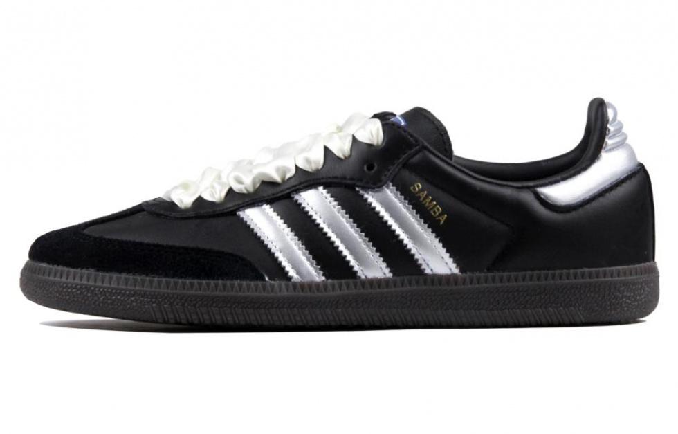 Adidas Originals SAMBA OG Wear-Resistant Slip-Resistant Low-Top Skateboard Shoes Unisex Black Silver