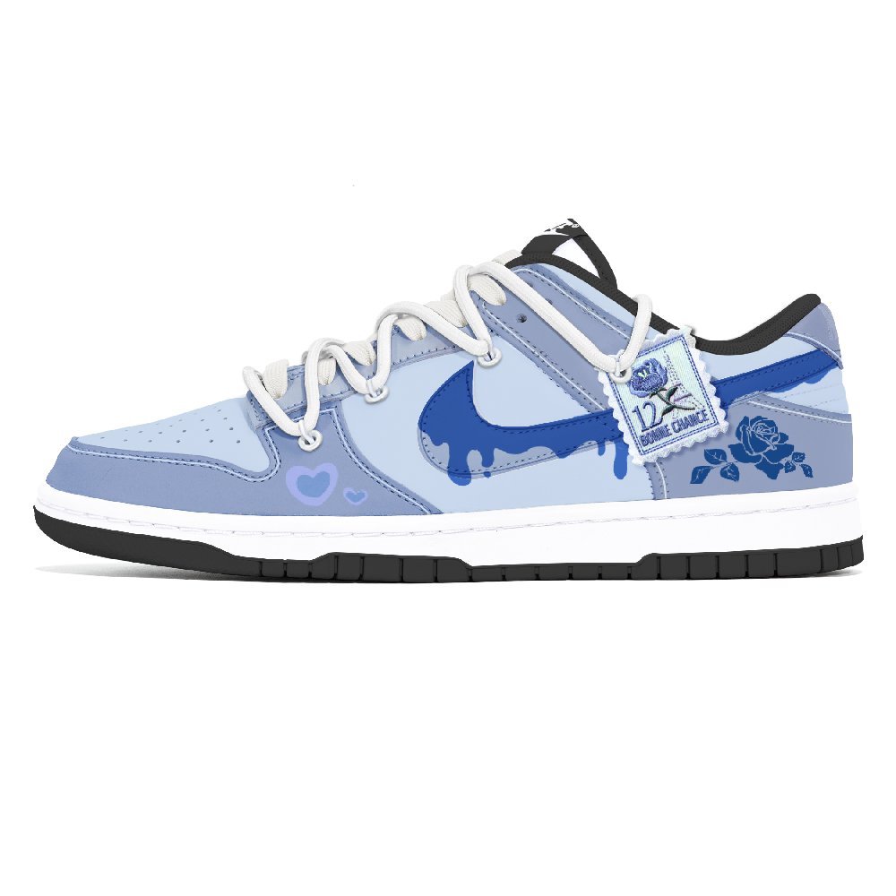 Nike Dunk Dust Collection Slip Resistant, Abrasion Resistant, Lightweight Low Top Skateboard Shoes Unisex White Blue