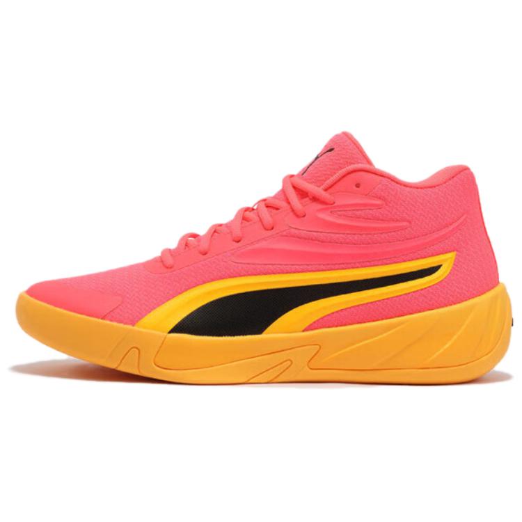PUMA Court Pro Cushioning And Breathable Mid Top Basketball Shoes Unisex Red Black Yellow