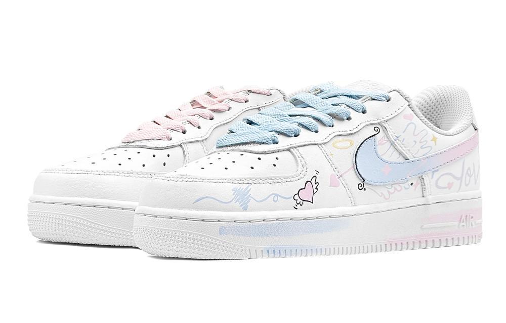 Nike Air Force 1 Air Force 1 Anti-Slip Wear-Resistant Low-Top Skateboard Shoes Unisex White Blue Pink купить в интернет-магазине Yoocart с быстрой доставкой по России.