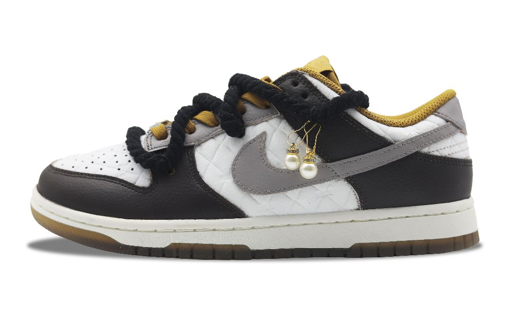 Nike Dunk Low Slip-Resistant Cushioning Abrasion-Resistant Low-Top Skateboard Shoes Women's White Brown