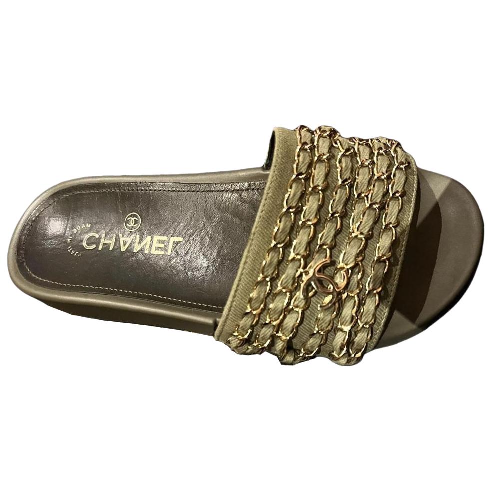 CHANEL Women's Charm Chain Slide 'Khaki Green' Women's
