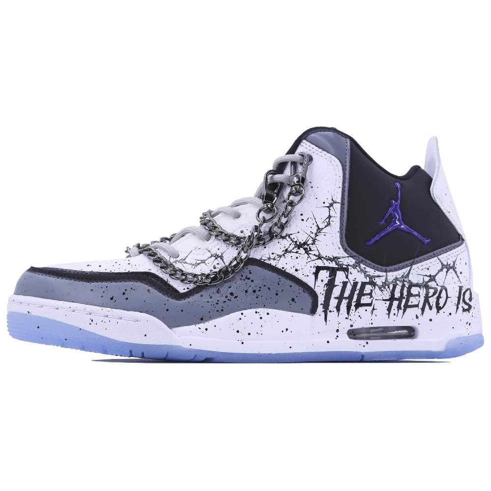 Jordan Courtside 23 Virtual Script SDS Slip-Resistant Mid-Top Vintage Basketball Shoes Unisex Black White Gray