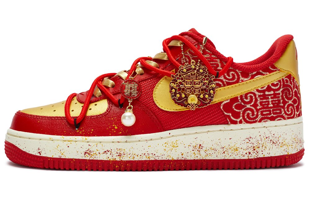 Nike Air Force 1 811 Manufacturing Entwined Knots Low-Top Skateboard Shoes Women's Red Gold