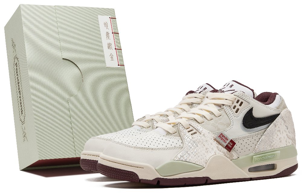 Nike Air Flight 89 Panda Mischief Anti-Slip Wear-Resistant Low-Top Vintage Basketball Shoes Men's Cyan Beige Silver