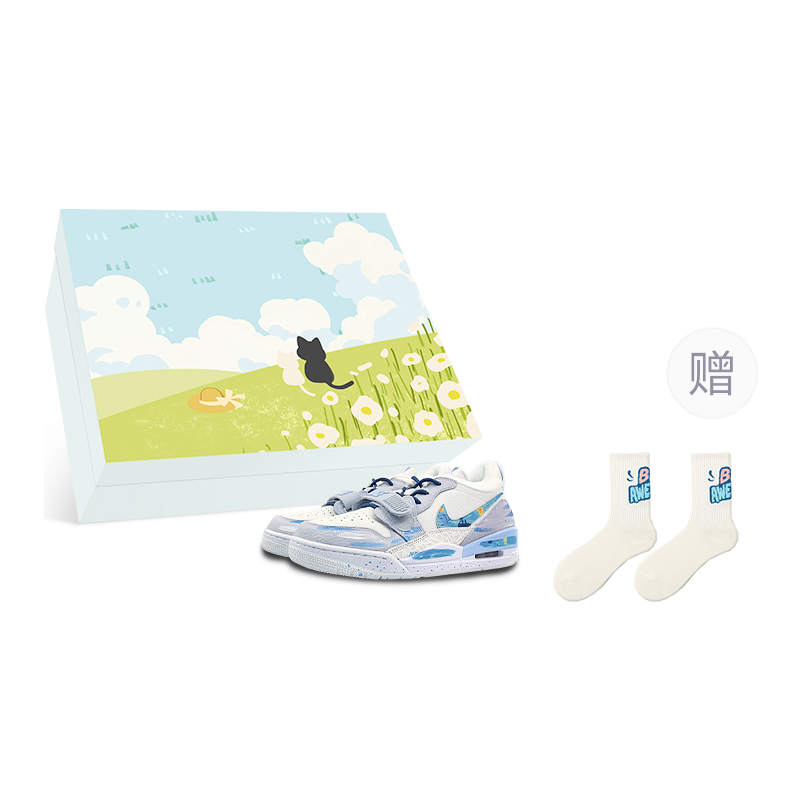 Jordan Legacy 312 Anti Slip Wear Resistant Low Top Vintage Basketball Shoes Men's White Gray Blue купить в интернет-магазине Yoocart с быстрой доставкой по России.