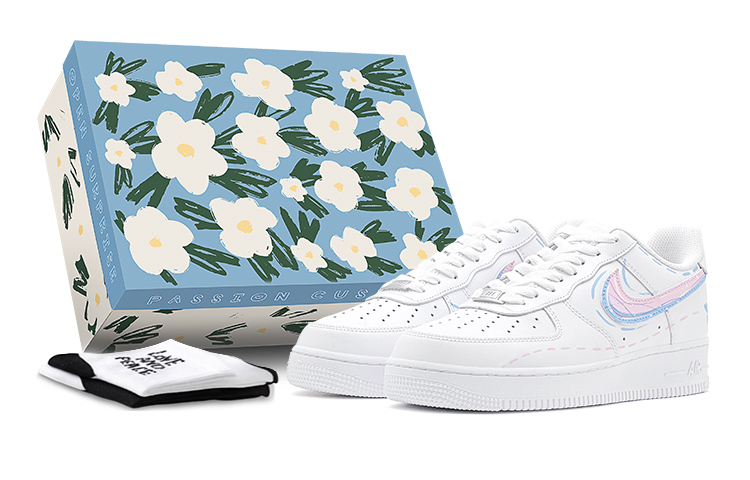 Nike Air Force 1 Low Low-Top Skateboard Shoes GS Pink Blue