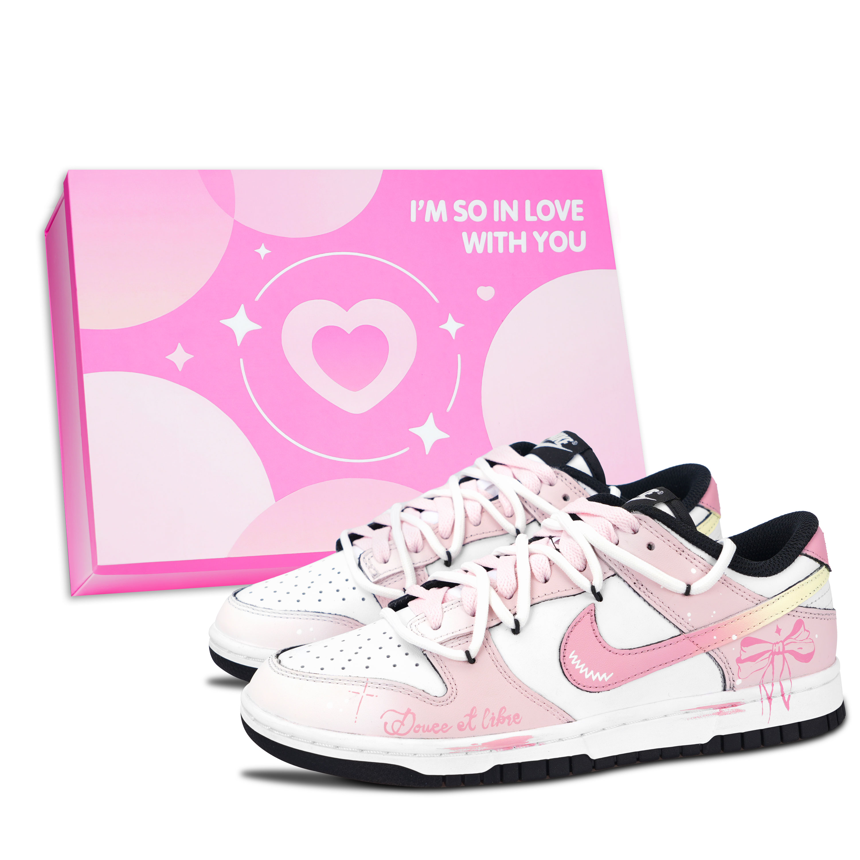 Nike Dunk Black White, Princess On The Run Abrasion Resistant Low top Skateboard Shoes Unisex Pink