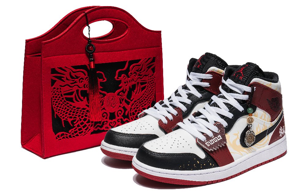 Jordan Air Jordan 1 Mid-Top Vintage Basketball Shoes Men's Black Red