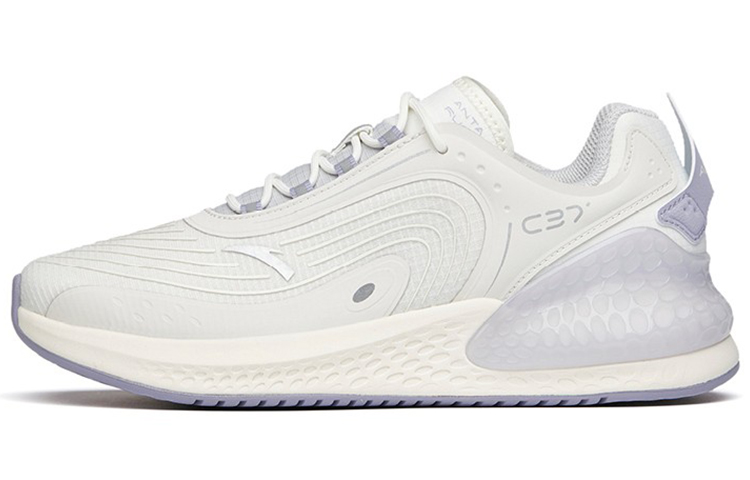 Anta C37+ Anti-Slip Wear-Resistant Low-Top Running Shoes Women's White Gray Purple