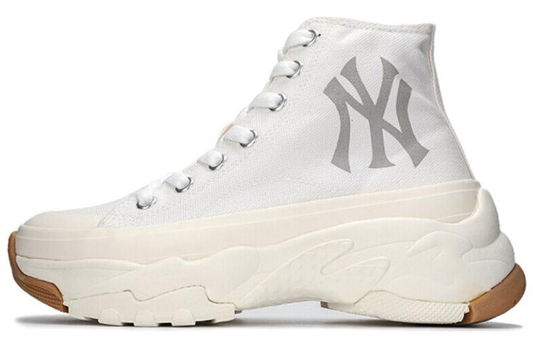 MLB Chunky High Anti-Slip Wear-Resistant High-Top Canvas Shoes Unisex White