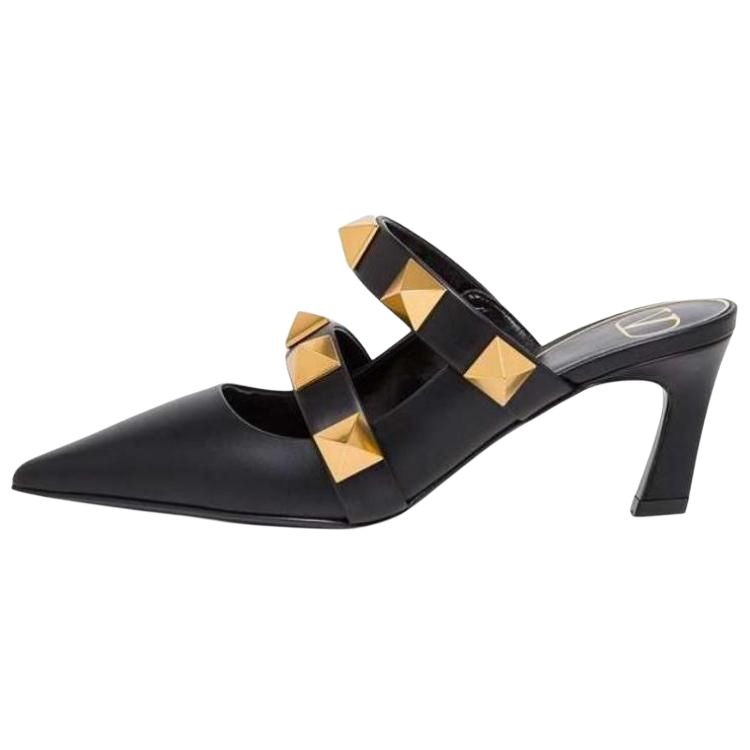 Valentino Roman Stud Slim Heel High Heels 6.5cm Women's Black