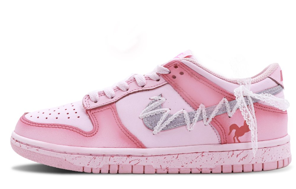 Nike Dunk Coverage Low Top Skateboard Shoes GS Pink White