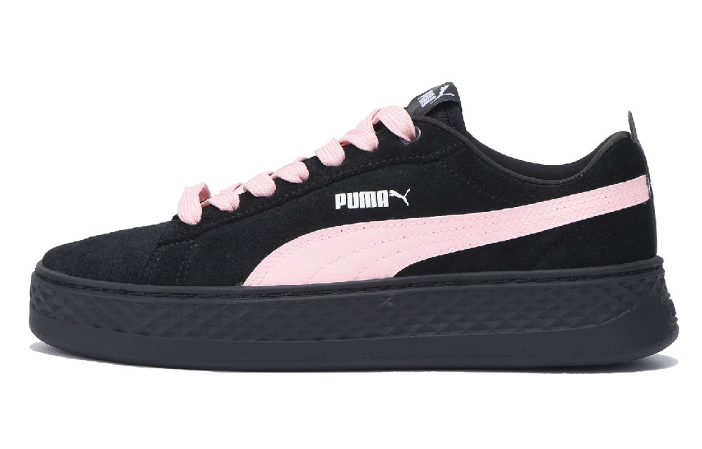 PUMA Smash Platform Blackberry Anti-Slip And Wear-Resistant Lightweight Low-Top Skateboard Shoes Women's Black Pink